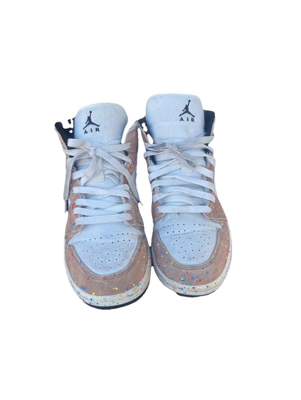 Jordan Air Jordan 1 Mid SE Brushstroke Paint Splatter DA8005-100 Canvas Sneakers - Picture 1 of 4